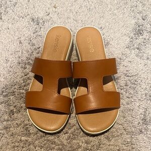 Kensie Women's Tan Slide Sandals